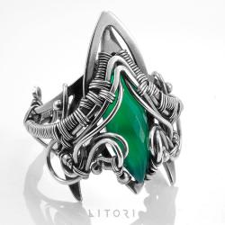 zielony onyks,ekskluzywny,pierścionek,litori - Pierścionki - Biżuteria