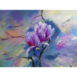 kwiaty,magnolie,fiolet,róż - Obrazy - Wyposażenie wnętrz