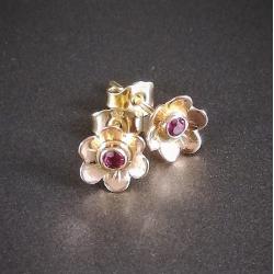 złote kolczyki,kolczyki sztyfty,kolczyki kwiatki - Kolczyki - Biżuteria
