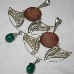 kolczyki z onyksemi,misterne,filigran - Kolczyki - Biżuteria