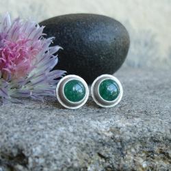 zielone,wkrętki z zielonym kamieniem - Kolczyki - Biżuteria