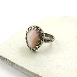 pierścionek,opal,różowy,asymetryczny,retro - Pierścionki - Biżuteria