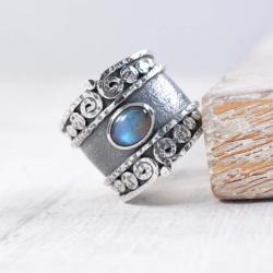 Srebrny pierścionek z labradorytem - Pierścionki - Biżuteria
