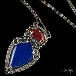 elegancki,unikatowy,naszyjnik,lapis lazuli,mokait - Wisiory - Biżuteria