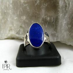 Obrączka srebrna z lapis lazuli - Pierścionki - Biżuteria