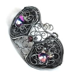 elegancka bransoleta z kryształami i turmalinem - Bransoletki - Biżuteria