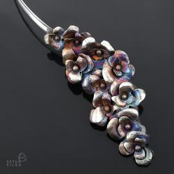 srebrny naszyjnik,naszyjnik z kwiatami - Naszyjniki - Biżuteria