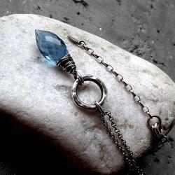 niebieski,delikatny,nowoczesny,z kamieniem,srebro - Naszyjniki - Biżuteria