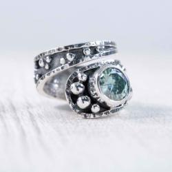 Srebrny pierścionek z moissanitem - Pierścionki - Biżuteria