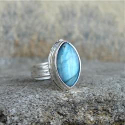 niebieski kamień,niebieskie oczko,labradoryt - Pierścionki - Biżuteria