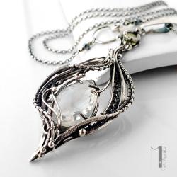 naszyjnik srebrny,kryształ,wire wrapping,925 - Naszyjniki - Biżuteria