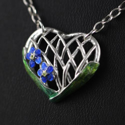 niezapominajki,serce,srebrne,srebro,błękitne, - Wisiory - Biżuteria