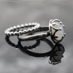 pierścionek,srebro,kamień księżycowy,podwójny - Pierścionki - Biżuteria