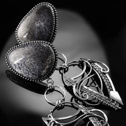 srebrne,kolczyki,wire-wrapping,agat,dendrytowy - Kolczyki - Biżuteria