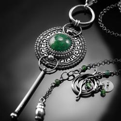 srebrny,naszyjnik,wire-wrapping,awenturyn,zielony - Naszyjniki - Biżuteria