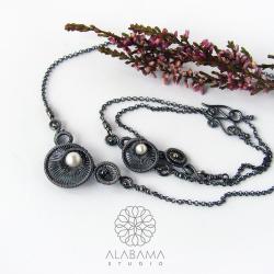srebrny komplet z perłamii,alabama studio - Komplety - Biżuteria