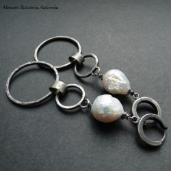 srebro,perły,długie,koła - Kolczyki - Biżuteria
