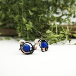 kolczyki,sztyfty,niebieskie kolczyki,minimalizm - Kolczyki - Biżuteria