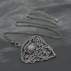 duży wisior,wire wrapping,kamień księżycowy - Wisiory - Biżuteria