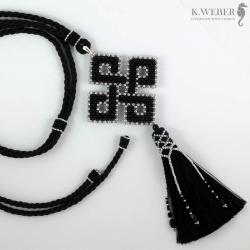 Czarny wisior węzeł tybetański - Wisiory - Biżuteria
