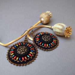 kolczyki orientalne,kolorowe,haft - Kolczyki - Biżuteria