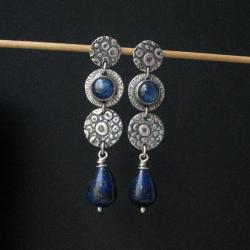 kolczyki,długie,kianit,lapis lazuli,biżuteria, - Kolczyki - Biżuteria
