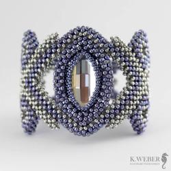 Bogata,liliowa bransoleta z kryształem - Bransoletki - Biżuteria