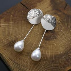 srebrne kolczyki,kolczyki z perłami - Kolczyki - Biżuteria