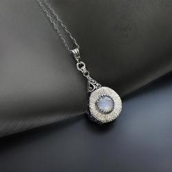 srebrny,wisior,dwustronny,z kamieniem księżycow - Wisiory - Biżuteria