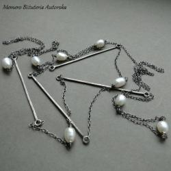 srebro,długi,perły - Naszyjniki - Biżuteria