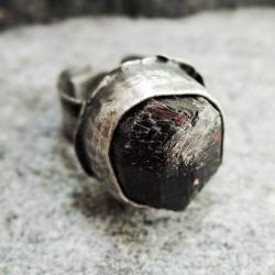 pierścionek z granatem,srebro,srebrny pierścionek - Pierścionki - Biżuteria
