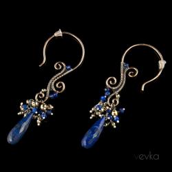 lapis lazuli,misterne,wire wrapping,gold-filled - Kolczyki - Biżuteria