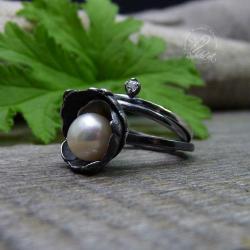 romantyczny,perłowy,srebrny,oksydowany,delikatny - Pierścionki - Biżuteria