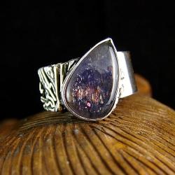 srebro,iolit,kamień słoneczny,unikat - Pierścionki - Biżuteria