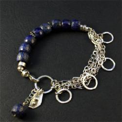 srebrna bransoletka z lapis lazuli - Bransoletki - Biżuteria