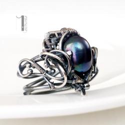 pierścionek z perłą,srebrny pierścionek - Pierścionki - Biżuteria