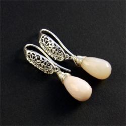 srebrne kolczyki z opalem - Kolczyki - Biżuteria