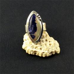 srebrny pierścionek z sodalitem - Pierścionki - Biżuteria