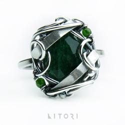 pierścionek,zielony,awenturyn,litori - Pierścionki - Biżuteria
