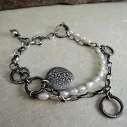 srebro,bransoleta,perły - Bransoletki - Biżuteria