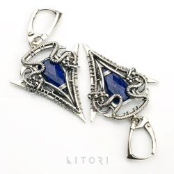 kolczyki,lapis lazuli,litori,wrappping - Kolczyki - Biżuteria