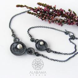 srebrny komplet z perłamii,alabama studio - Komplety - Biżuteria