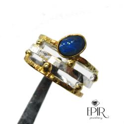 Obrączka Srebrna Ażurowa z Opalem Australijskim - Pierścionki - Biżuteria