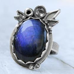 niebieski labradoryt,granatowy pierścionek - Pierścionki - Biżuteria