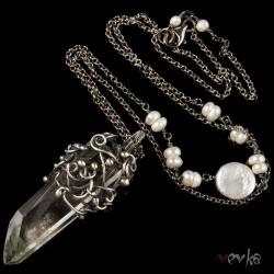 magiczny,talizman,kryształ górski,vevka,wire wrapp - Wisiory - Biżuteria