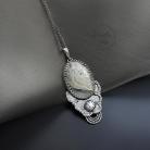 Naszyjniki srebrny,wisior,z agatem mszystym,z perłą