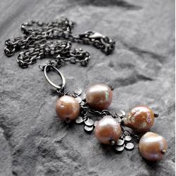 Surowe perły- Oryginalny,srebrny wisior - Wisiory - Biżuteria