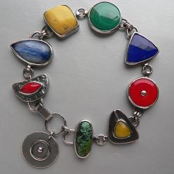 kolorowa bransoletka,z bursztynem - Bransoletki - Biżuteria