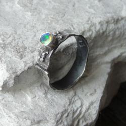 regulowany pierścionek z topazem z opalem - Pierścionki - Biżuteria