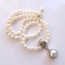 perłowy,perły,ręcznie robione,z perłą - Naszyjniki - Biżuteria